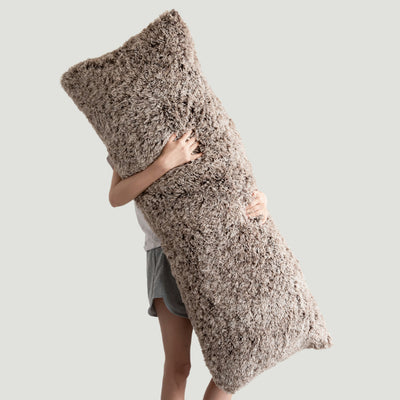 MAXYOYO Body Pillow, Ultra Luxury Faux Fur Body Pillow with Memory Foam & Washable Cover, (20x54 inch, Coffee)