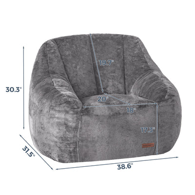MAXYOYO Bean Bag Chair - Faux Fur Bean Bag Chair with High Backrest, Grey