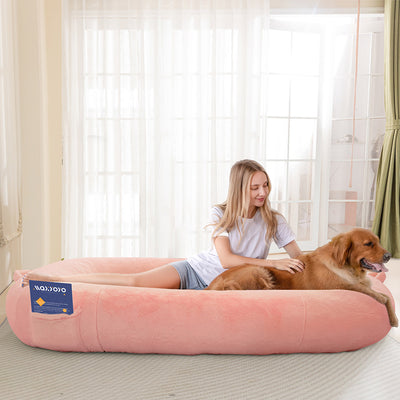 MAXYOYO Human Dog Bed, Faux Fur Giant Bean Bag Bed for Humans and Pets, Pink