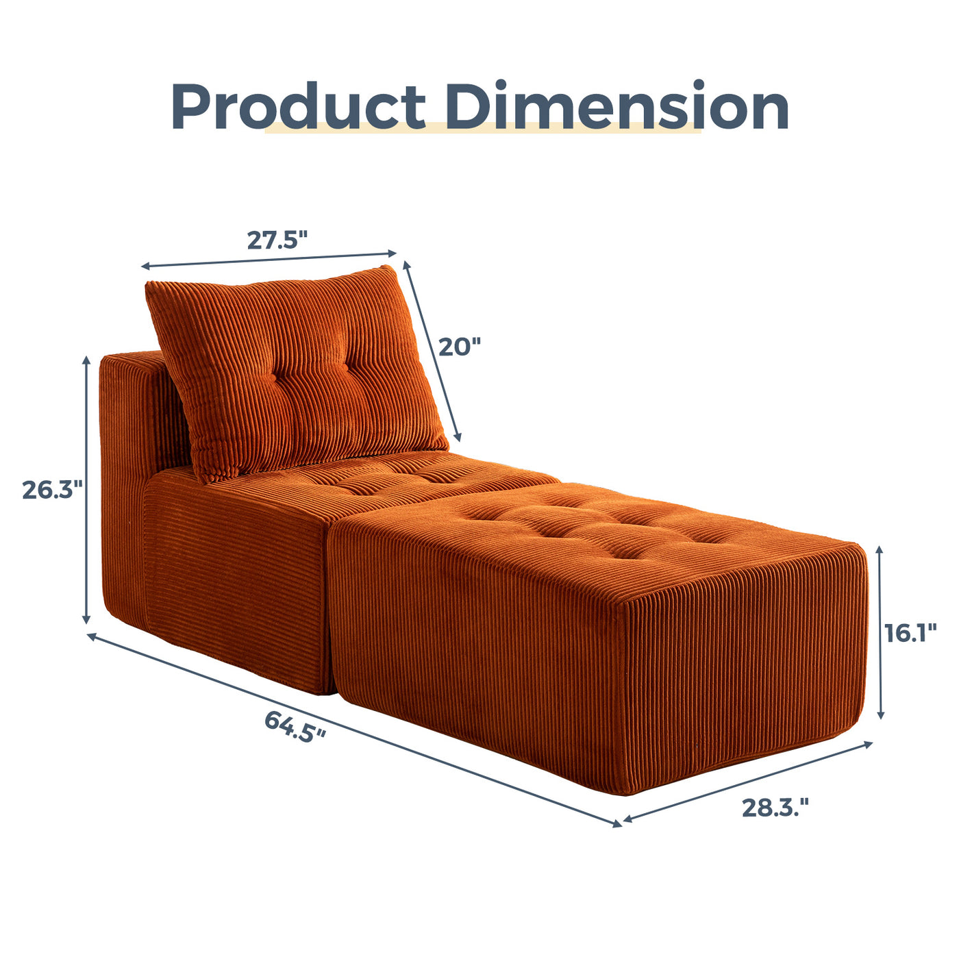 Modular Sectional Chaise Lounge #color_orange