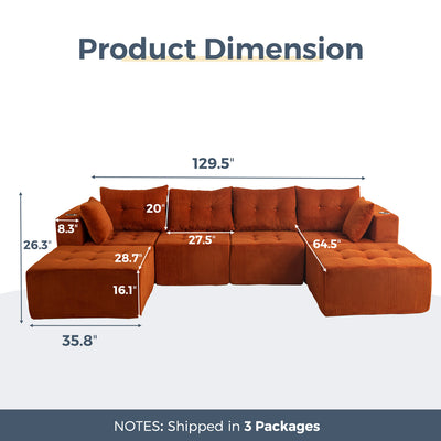 U Shaped Modular Sofa #color_orange