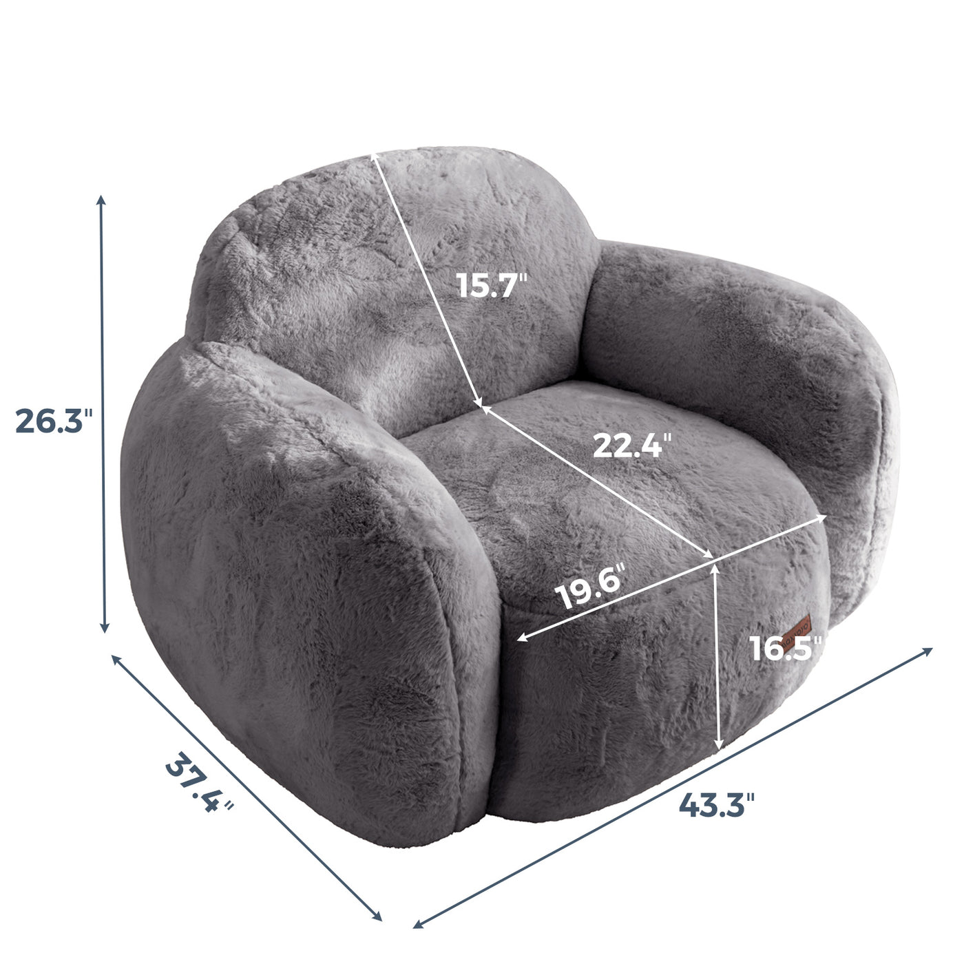 MAXYOYO Pebble-Shaped Bean Bag Chair – Faux Fur Floor Sofa with Backrest & Armrests