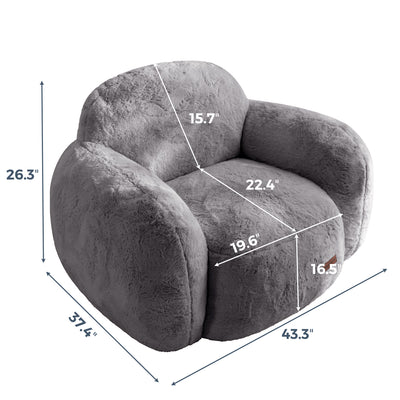 MAXYOYO Pebble-Shaped Bean Bag Chair – Faux Fur Floor Sofa with Backrest & Armrests