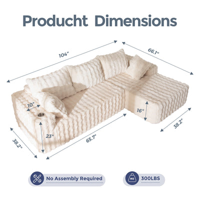 MAXYOYO Bubble 104" Modular Sectional Couch with L-Shape Chaise, Modern Boneless Couch for Living Room, Sofa in A Box