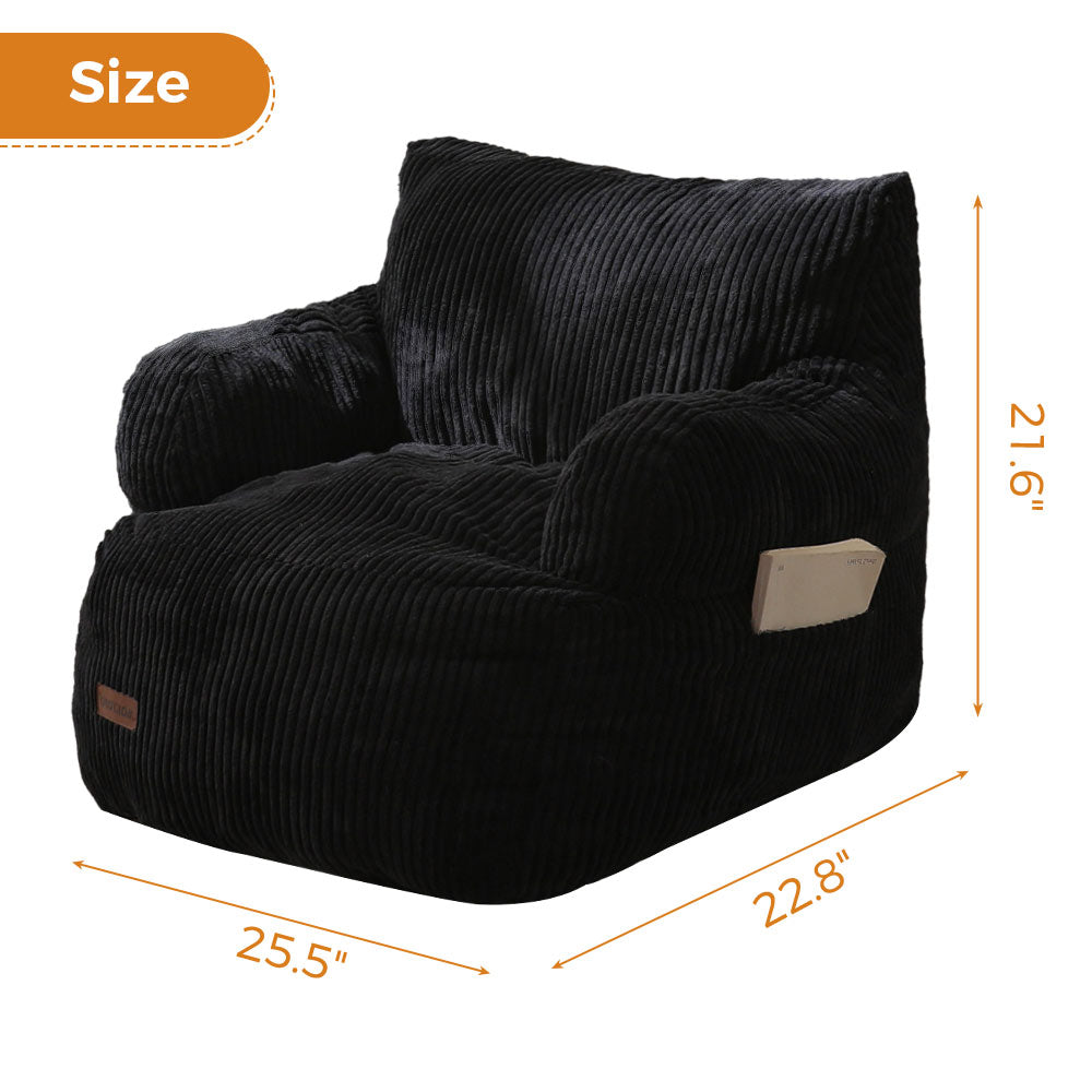 MAXYOYO Kids Bean Bag Chair, Stuffed Toddler Bean Bag Sofa with Filler Bean Bag Chair for Boys and Girls, Black