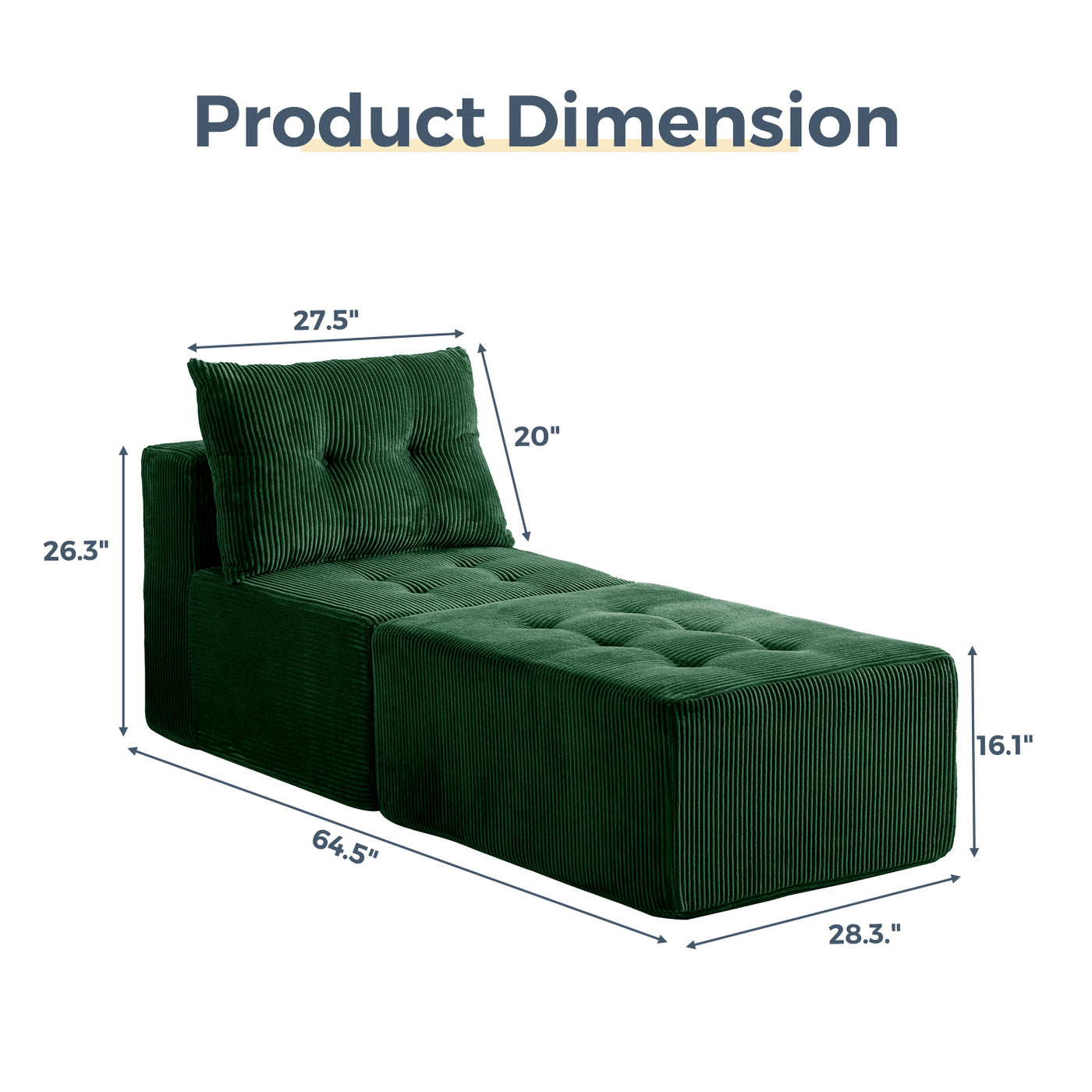 Modular Sectional Chaise Lounge #color_green