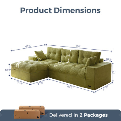 MAXYOYO L-Shaped Sectional Puffinest Modular Sofa – Convertible Ottoman, No-Assembly, 4-in-1 Flexible Layout