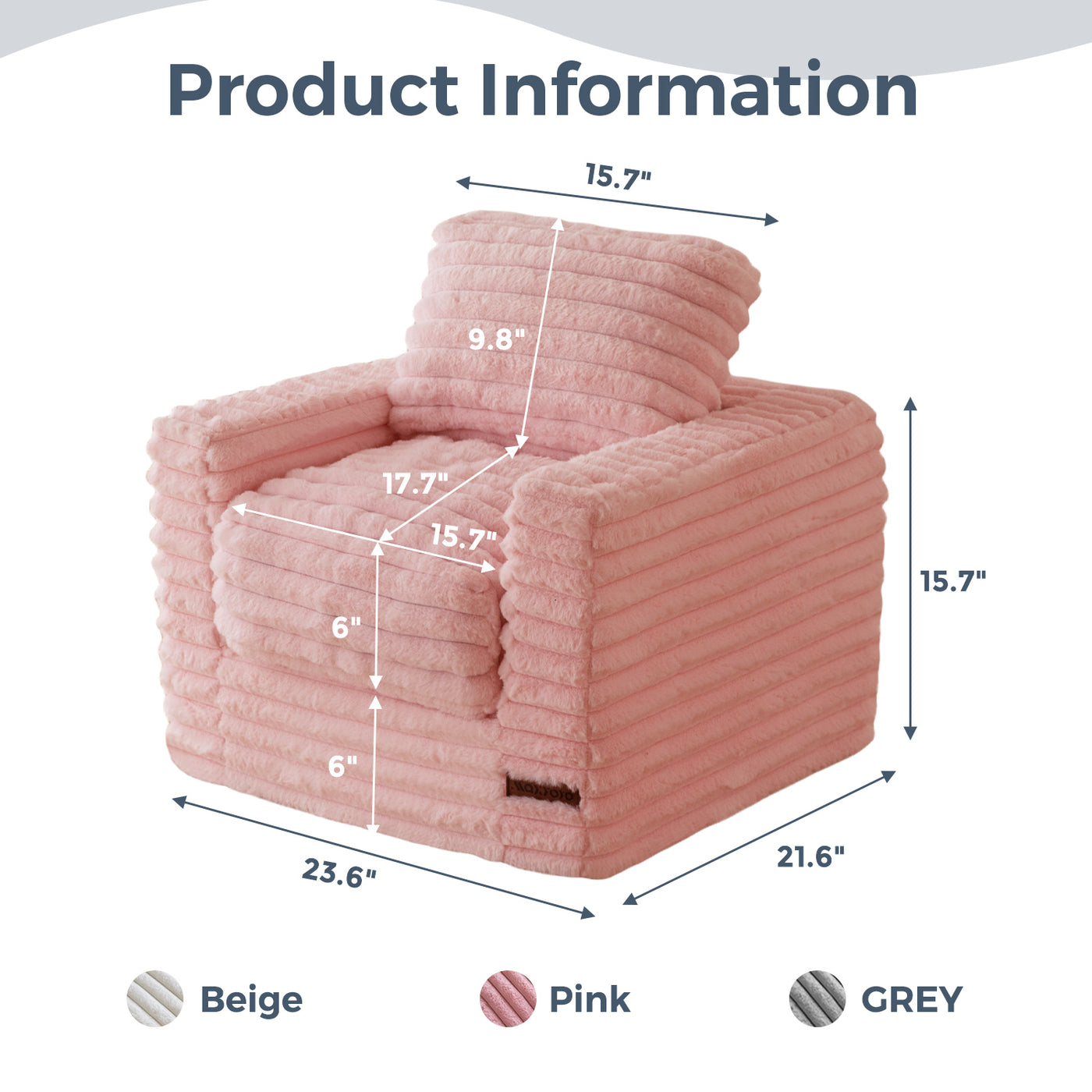 MAXYOYO Kids Bean Bag Chair - Comfy Faux Fur Bean Bag Sofa with Filler with Pillows and Armrests, Pink