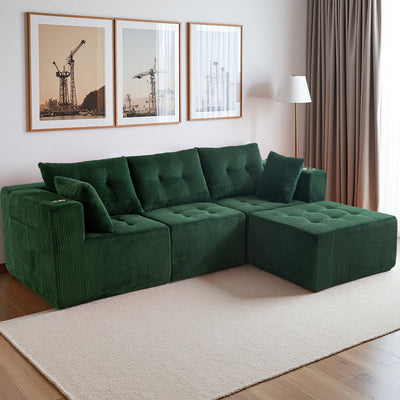 L Shaped Modular Sofa #color_green