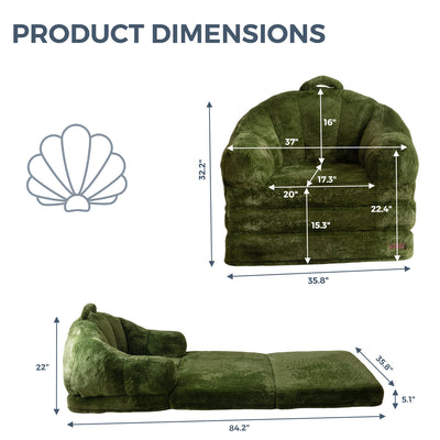 MAXYOYO Convertible Floor Sofa – Foldable Bean Bag Chair with Handle, Green