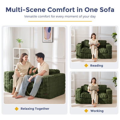 MAXYOYO Loveseat Sofa for Living Room, Small Sofa Couch Tufted Boneless Couch, Comfy Bean Bag Chair for Small Space Bedroom Apartment, No Assembly Needed