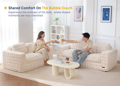 MAXYOYO Loveseat Sofa for Living Room, Small Sofa Couch Tufted Boneless Couch, Comfy Bean Bag Chair for Small Space Bedroom Apartment, No Assembly Needed