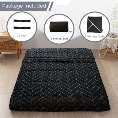 MAXYOYO Futon Mattress Japanese Floor Mattress, Black Geometric Pattern Futon Mattress