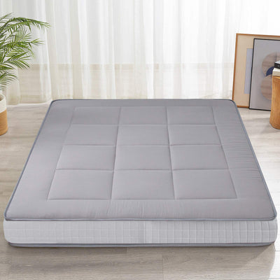 MAXYOYO 6" Extra Thick Floor Futon Mattress, Square Quilting, Grey