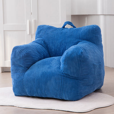 MAXYOYO Kids Bean Bag Chair, Corduroy Bean Bag Couch with Armrests for Children's Room (Blue)