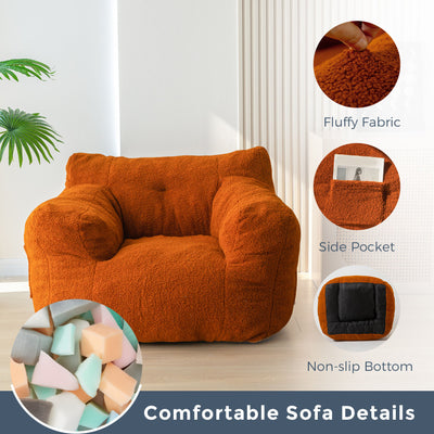 MAXYOYO Bean Bag Chair, Boucle Tufted Lazy Sofa Sherpa Bean Bag Couch for Adults Kids, Coffee
