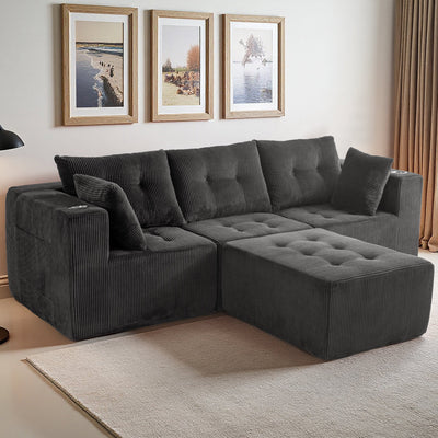 L Shaped Modular Sofa #color_grey