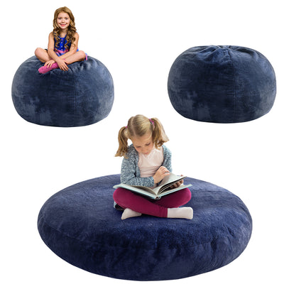 MAXYOYO 2-in-1 Kids Bean Bag Bed, Convertible Kids Bean Bag Chair to Bed, Floor Cushion (Blue)