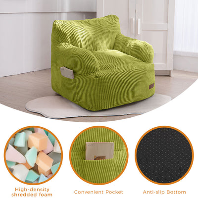 MAXYOYO Kids Bean Bag Chair, Stuffed Toddler Bean Bag Sofa with Filler Bean Bag Chair for Boys and Girls, Green