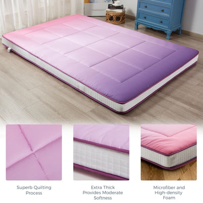 MAXYOYO 6" Extra Thick Floor Futon Mattress, Square Quilted, Gradient Purple