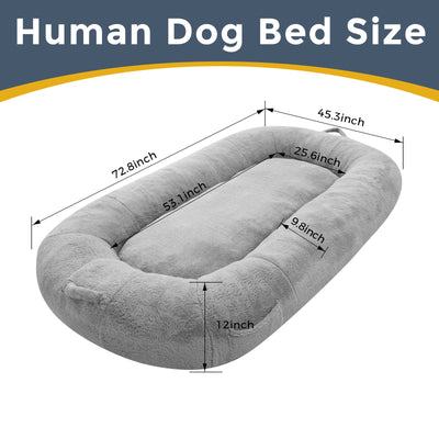 MAXYOYO Human Dog Bed, Faux Fur Giant Bean Bag Bed for Humans and Pets, Grey