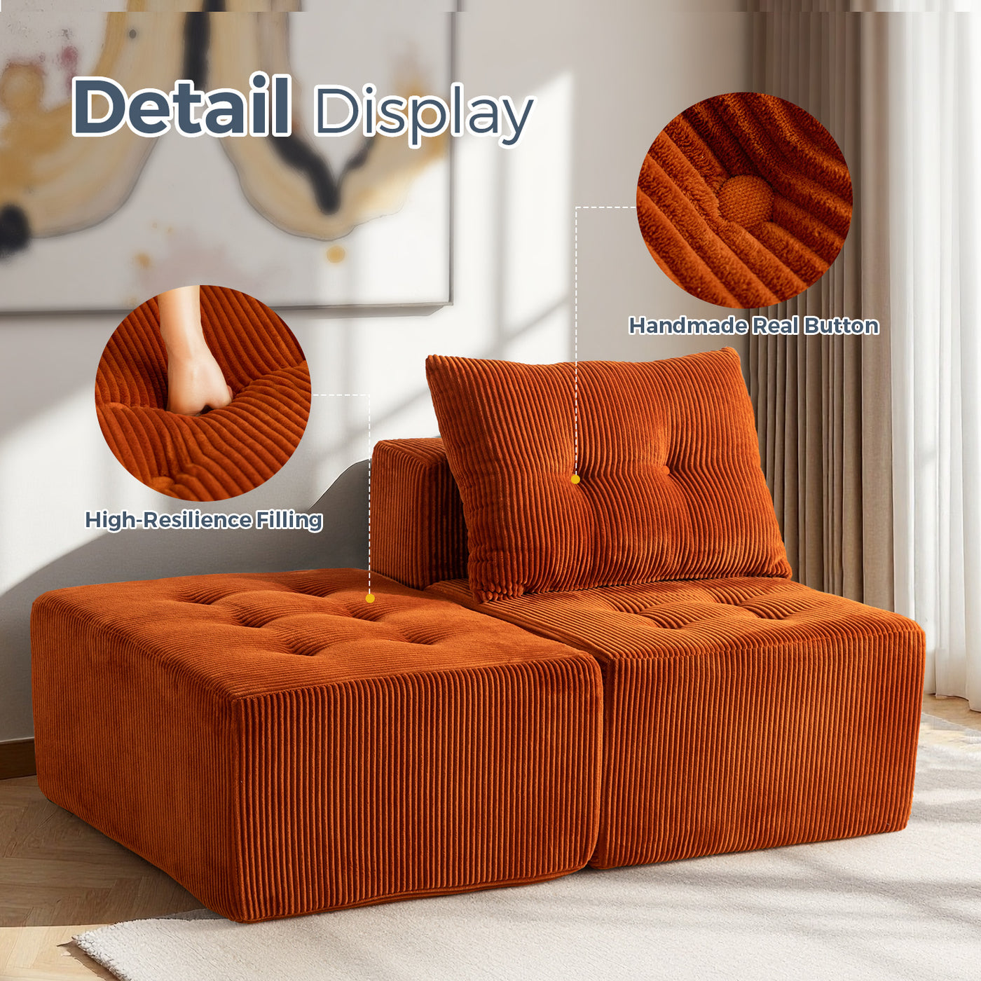 Modular Sectional Chaise Lounge #color_orange