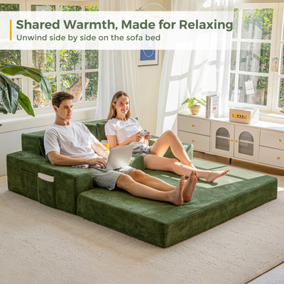MAXYOYO Loveseat Sofa Bed, 4 in 1 Foldable Floor Sofa Couch in A Box with 2 Cup Holders, Convertible Boneless Couch Folding Recliner Sleeper Chair for Living Room, No Assembly Required
