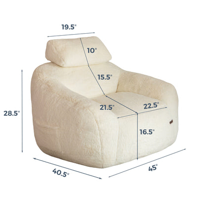 MAXYOYO Giant Bean Bag Chair with Pillow - Plush Huge Bean Bag Chair Couch (Zippered Link Pillow), Beige
