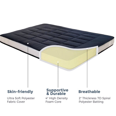 MAXYOYO Padded Japanese Floor Mattress, Black Foldable Roll Up Futon Mattress