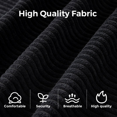 MAXYOYO Bean Bag Chair for Adults, Upholstered Floor Sofa, Loveseat Boneless Couch with Tufted Cushion & Backrest, Sofa in A Box, Large Bean Bag Couch for Bedroom Living Room, Black