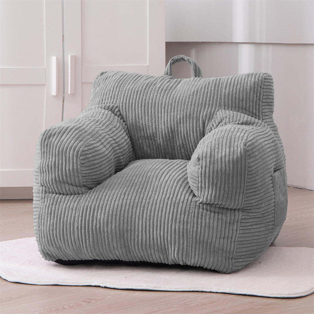 MAXYOYO Kids Bean Bag Chair, Corduroy Bean Bag Couch with Armrests for Children's Room (Grey)