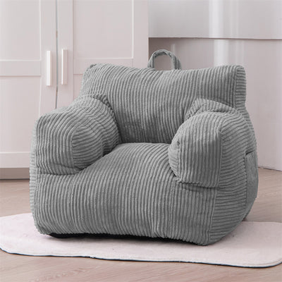 MAXYOYO Kids Bean Bag Chair, Corduroy Bean Bag Couch with Armrests for Children's Room (Grey)