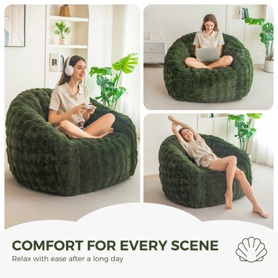 MAXYOYO Giant Bean Bag Chair for Adults, Stuffed Shell-Shaped Large Bean Bag Couch, Cozy Living Room Chair with Filler, Floor Sofa Lazy Sofa for Bedroom Living Room