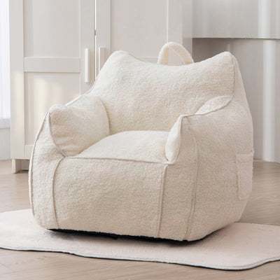 MAXYOYO Kids Bean Bag Chair, Sherpa Bean Bag Couch with Decorative Edges for children's room (White)