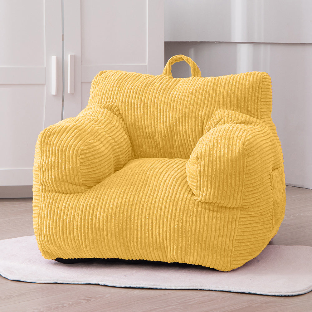MAXYOYO Kids Bean Bag Chair, Corduroy Bean Bag Couch with Armrests for Children's Room (Light Yellow)