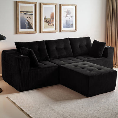 L Shaped Modular Sofa #color_black