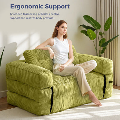 MAXYOYO Folding Sofa Bed with Armrest – 2-Seat Foldable Couch, Green