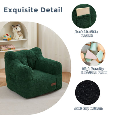 MAXYOYO Kids Sherpa Bean Bag Chair, Teddy Lazy Sofa for Girls and Boys,  Green