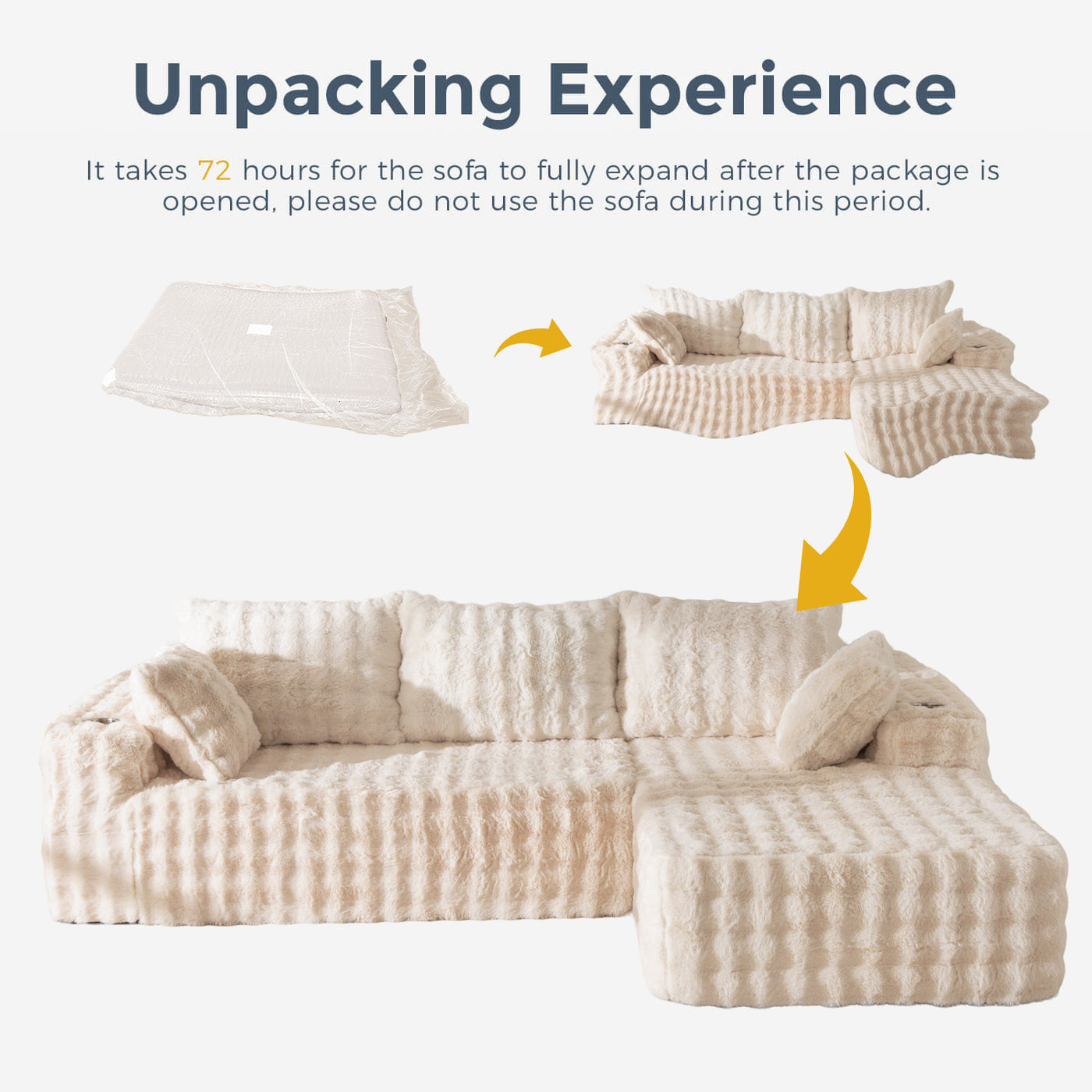 MAXYOYO Bubble 104" Modular Sectional Couch with L-Shape Chaise, Modern Boneless Couch for Living Room, Sofa in A Box