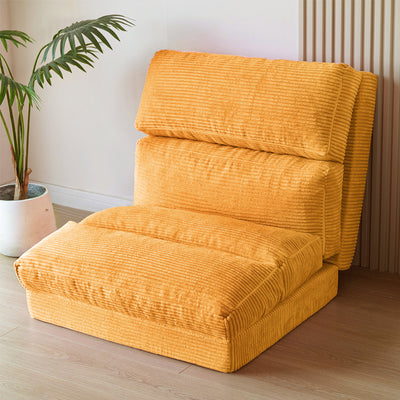 MAXYOYO Bean Bag Folding Sofa Bed, Corduroy Extra-Wide Foldable Floor Mattress, Orange