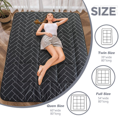 MAXYOYO Futon Mattress Japanese Floor Mattress, Black Geometric Pattern Futon Mattress