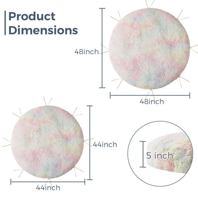 MAXYOYO Large faux fur papasan cushion (cushion only), round pillow, papasan pillow for swing and hanging chair, Rainbow