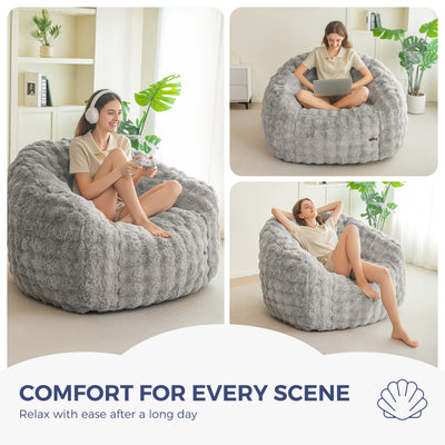 MAXYOYO Giant Bean Bag Chair for Adults, Stuffed Shell-Shaped Large Bean Bag Couch, Cozy Living Room Chair with Filler, Floor Sofa Lazy Sofa for Bedroom Living Room