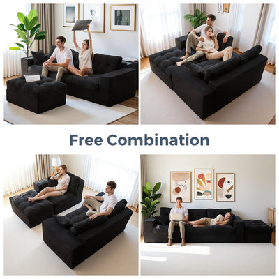MAXYOYO L-Shaped Sectional Puffinest Modular Sofa – Convertible Ottoman, No-Assembly, 4-in-1 Flexible Layout