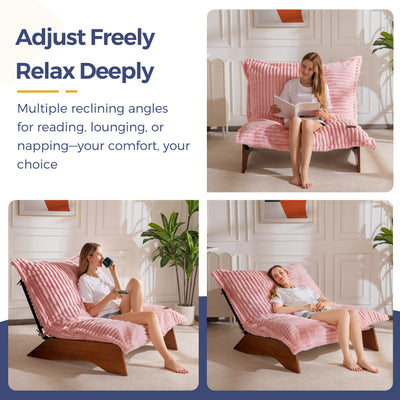 MAXYOYO Adjustable Living Room Chair, 3-Position Bean Bag Chair with Removable Cover, Upholstered Accent Chair with Frame, Soft Reclining Lounge for Bedroom, Apartment, Office