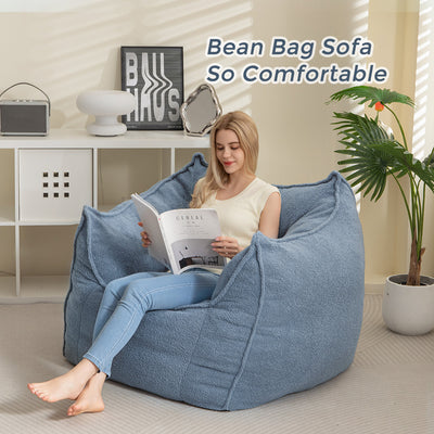 MAXYOYO Artistic Bean Bag Chair Sofa, Bean Bag Lazy Chair for Adults with Armrests for Gaming, Reading (Smoky Blue)
