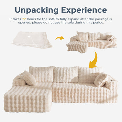 MAXYOYO Bubble 104" Modular Sectional Couch with L-Shape Chaise, Modern Boneless Couch for Living Room, Sofa in A Box