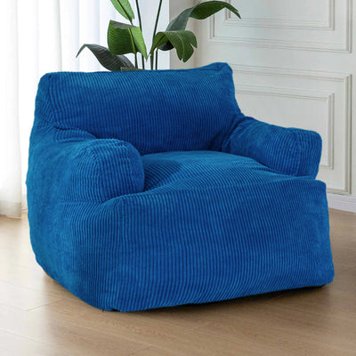 MAXYOYO Giant Bean Bag Chair, Stuffed Bean Bag Couch with Armrests for Living Room, Blue