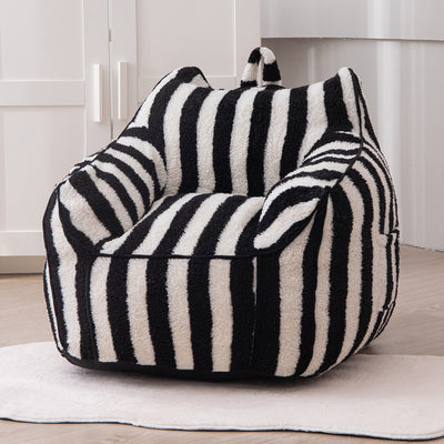 MAXYOYO Kids Bean Bag Chair, Sherpa Bean Bag Couch with Decorative Edges for children's room (Stripe Black)