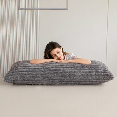 MAXYOYO Body Pillow, Ultra Striped Faux Fur Full Large Body Pillows Insert for Adults (20x54 inch, Grey)